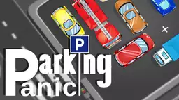 Parkošanās panika - sarkanā auto vadītājs cenšas izkļūt no stāvvietas labirinta, manevrējot starp autobusiem un treileriem.