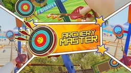 Archery Master - an archer aims precisely at a distant target on a vibrant 3D shooting range.