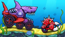 Car Eats Car: Underwater Adventure - navigate hazardous underwater tracks, evade traps, and outrun armored subs in thrilling races.
