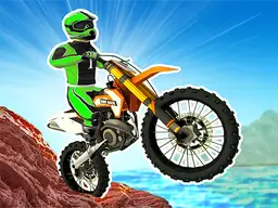 Dirtbike Wahnsinns-Skills - Fahrer fliegt über großen Sprung im staubigen Gelände-Parkour