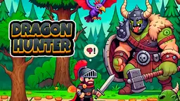 Dragejæger - En eventyrlig helt konfronterer drager og monstre i et episk clicker RPG eventyr fyldt med magi og guld.