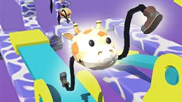 الرسام المتسابق الخارق - مشهد للعبة حيث اللاعب يرسم أرجل متسابق يتخطى العقبات الشائكة بسرعة.