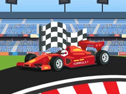 Balap F1  racing game dengan mobil formula melaju kencang di trek sempit dan mengejar posisi pertama