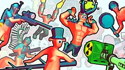Funny Shooter 2 - A chaotic 3D shooter scene with bizarre enemies and explosive action.