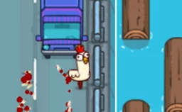 Hajrá, csirke, hajrá! - Futó csirke csapat az autópályán, kerüld el a veszélyt és érd el a szabadságot.