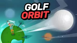 Golf i omloppsbana - En golfspelare siktar mot Mars genom att slå en boll i en futuristisk galaxmiljö.