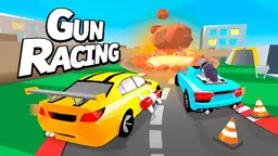 Race met wapens - een intense racescène waarin auto's met wapens elkaar bestrijden.