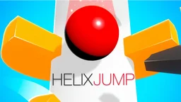 Helix Jump - A vibrant bouncy ball descends through a colorful spiral tower, dodging gaps and avoiding forbidden zones.