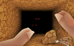 Horror Nights Story - a miner with a pickaxe hurries through dark tunnels haunted by eerie creatures.