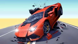 Hyper Cars Ramp Crash - a sleek sports car mid-jump on a ramp, amidst a vibrant stunt arena.