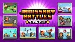 Janitshar-kampe - To spillere i duellen i retro-pixelarenaen med sværd og økser i intens kamp.