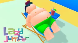 Lenivý skokan - Hlavný hrdina skáče z gauča cez prekážky k bazénu, zbierajúc hviezdy v závode s časom.