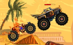 Mad Truck Challenge Special - a monster truck speeds through a chaotic off-road track, launching rockets at rivals.