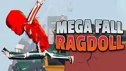 Mega val ragdoll simulator - Een pop valt van een hoog gebouw, stuitert van objecten en veroorzaakt chaos in de stad.