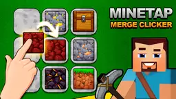 MineTap apvienošanas klikeris - pikseļu pasaulē varonis būvē ciematu un cīnās ar monstriem.