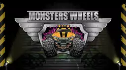 Monsterwielen Special - een monstertruck vliegt door de lucht over een canyonrand, omgeven door wilde natuur en uitdagende terreinen.