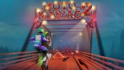 Moto Maniac 2 - a biker navigates a challenging night-time construction site on a dirt bike.
