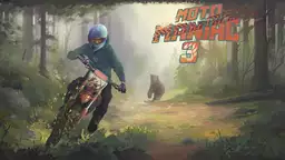 Moto maniakas 3 - motociklininkas manevruoja per kliūčių kupiną miško trasą, vengdamas iš paskos bėgančio lokio.