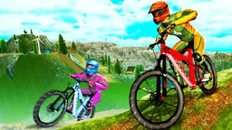 MX Offroad Master - A mountain biker navigates treacherous slopes, showcasing dynamic aerial tricks and stunts.