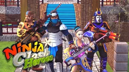 Ninja Clash Heroes - A fierce battle unfolds in a vibrant Japanese garden as heroes defend the Fortune Cat.