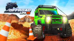 Offroad-Leben 3D - Ein Geländefahrzeug erklimmt einen matschigen Berghang im Sommerdunst.
