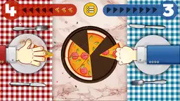 Pizzás kihívás - Két játékos izgalmas pizzacsatát vív, a cél 5 szelet elkapása elsőként.