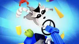 Waschbär Supermarkt - Ein Waschbär mit Staubsauger reinigt chaotische Supermarktgänge
