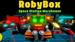 RobyBox: Rumstationens depot - En robot navigerer i en labyrint af kasser og fælder på en rumstation.