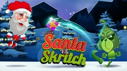 Santa Claus contra Skritch - Santa y Skritch compiten en un campo nevado, luchando para marcar goles con un regalo.