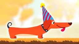 Sausage Dog - A long sausage dog explores lively levels, avoiding traps and gathering snacks on its journey home.