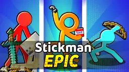 Episkais Stickman - varonis cīnās pret zombiju viļņiem krāsainā arkādes piedzīvojumā.