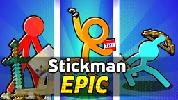 Stickman Epic - A stick figure hero battles waves of zombies, upgrading skills to conquer levels and bosses.