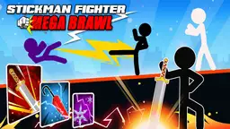 Stickman Fighter: Mega-slåskamp - Stickman i kamp mod en hær af fjender, klar til episke slag og intense kampekombinationer.