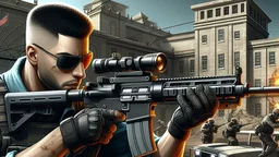 Sure Shot - A special ops soldier in intense firefight across urban landscapes with strategic maneuvers.