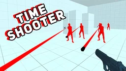 Time Shooter - Main character dodges bullets in slow motion, navigating a frozen battlefield.
